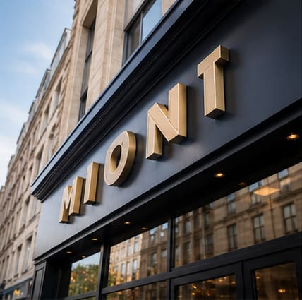 Storefront with dimensional letter sign